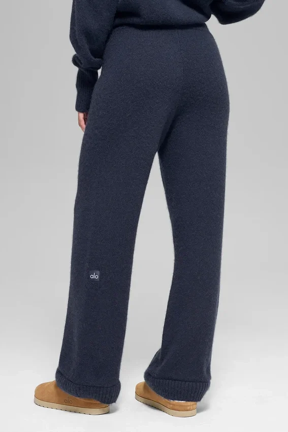 High-Waist Cashmere Wool Pantalón con corte ancho «New Class» - Azul marino