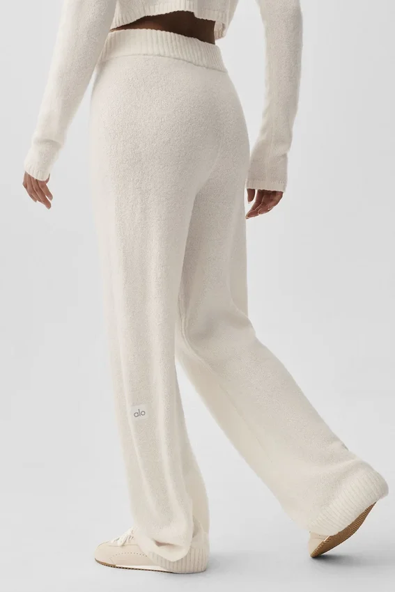 High-Waist Cashmere Wool Pants from the New Class collection, wide leg — Ivory