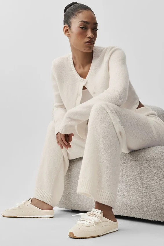 High-Waist Cashmere Wool Pants from the New Class collection, wide leg — Ivory