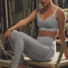 High-Waist Heart Throb Legging de Alosoft - Gris jaspeado deportivo/Blanco