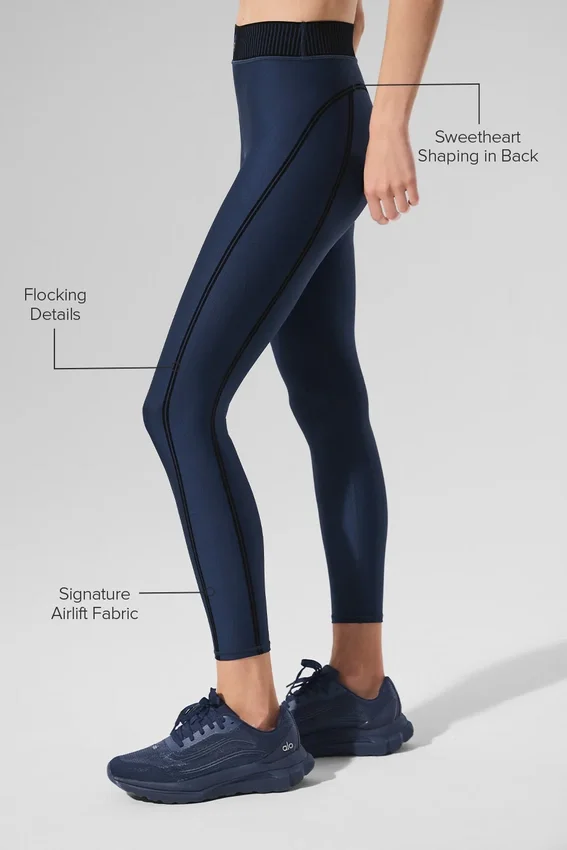 High-Waist High-Waist Airlift 7/8 Line up Leggings - Azul marino