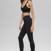 High-Waist Leggings sin costuras con ribete bicolor — Negro