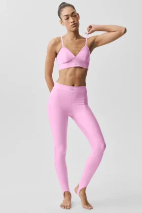 High-Waist Love Language Stirrup Leggings - Rosa Candy Heart