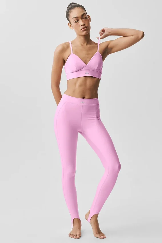 High-Waist Love Language Stirrup Leggings - Rosa Candy Heart