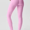 High-Waist Love Language Stirrup Leggings - Rosa Candy Heart