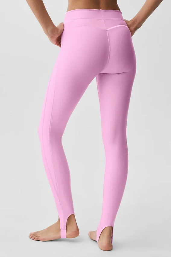 High-Waist Love Language Stirrup Leggings - Rosa Candy Heart