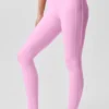 High-Waist Love Language Stirrup Leggings - Rosa Candy Heart