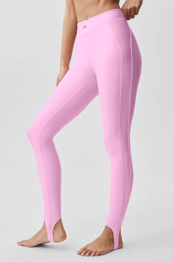 High-Waist Love Language Stirrup Leggings - Rosa Candy Heart