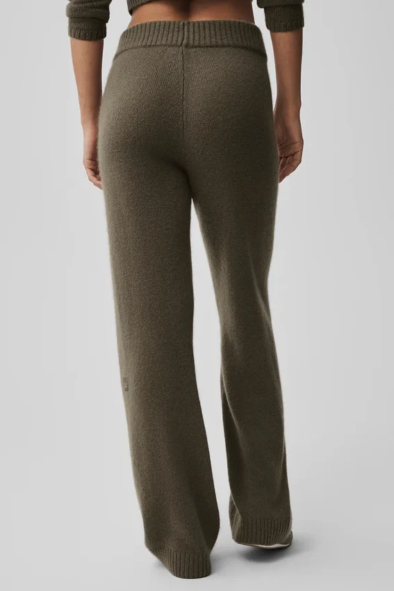 High-Waist New Class de pierna ancha, de lana y cachemira - Olive Tree