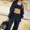 High-Waist Origin Wide Leg Track Pant - Azul marino/Negro