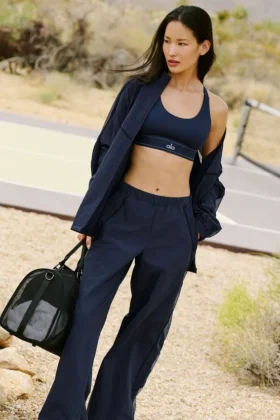High-Waist Origin Wide Leg Track Pant - Azul marino/Negro