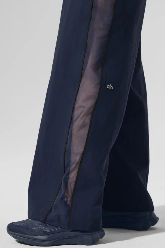 High-Waist Origin Wide Leg Track Pant - Azul marino/Negro