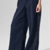 High-Waist Origin Wide Leg Track Pant - Azul marino/Negro