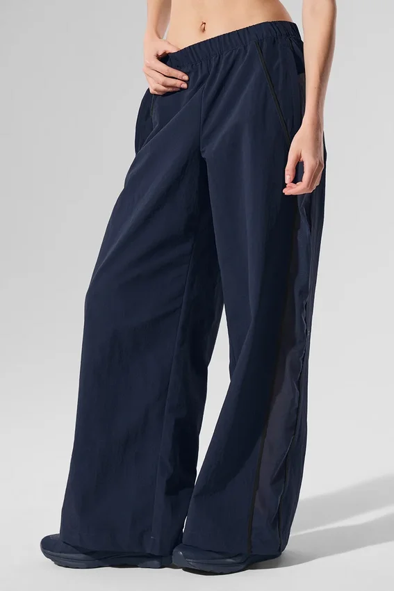 High-Waist Origin Wide Leg Track Pant - Azul marino/Negro