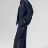 High-Waist Origin Wide Leg Track Pant - Azul marino/Negro