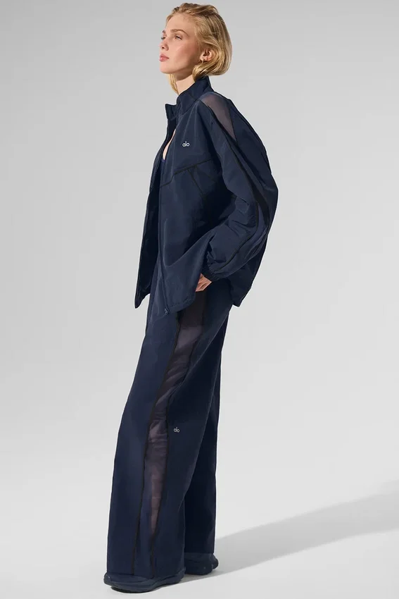 High-Waist Origin Wide Leg Track Pant - Azul marino/Negro