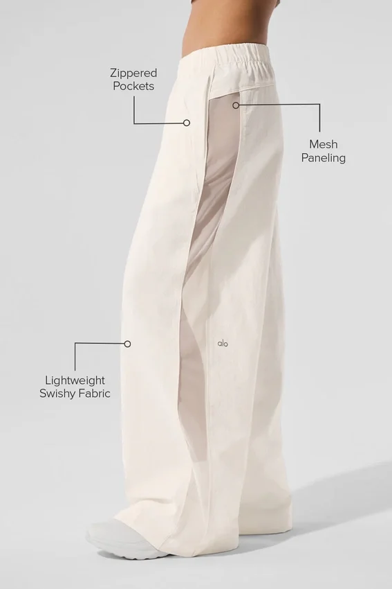 High-Waist Origin Wide Leg Track Pant - Marfil