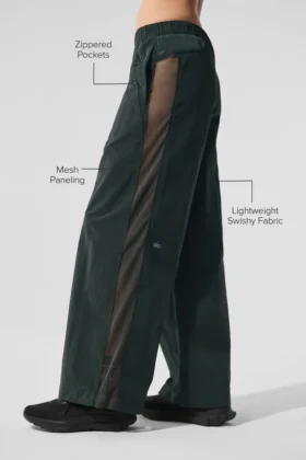 High-Waist Origin Wide Leg Track Pant – Verde carbón