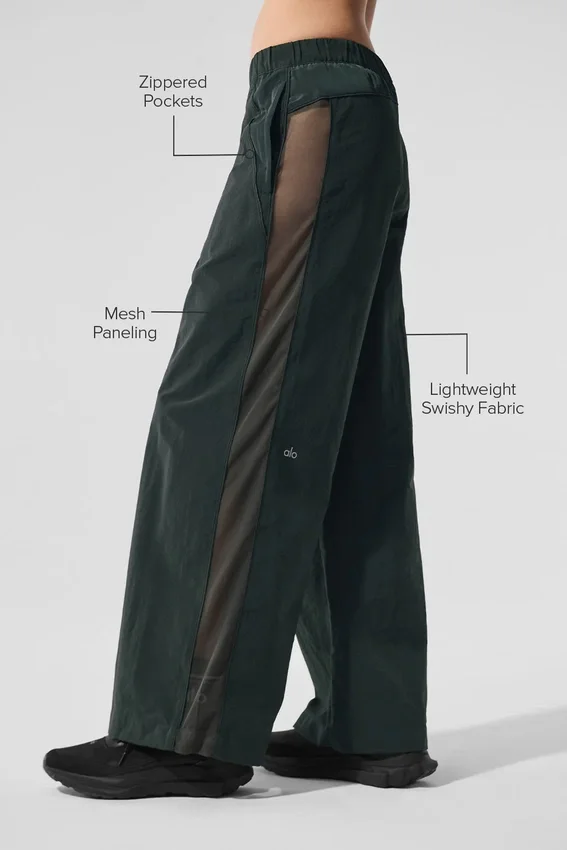 High-Waist Origin Wide Leg Track Pant - Verde carbón
