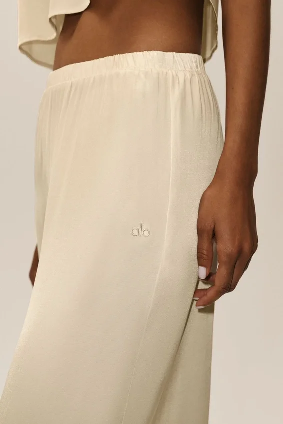 High-Waist Radiance Pant de mezcla de seda - Beige arena