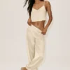High-Waist Radiance Pant de mezcla de seda - Beige arena