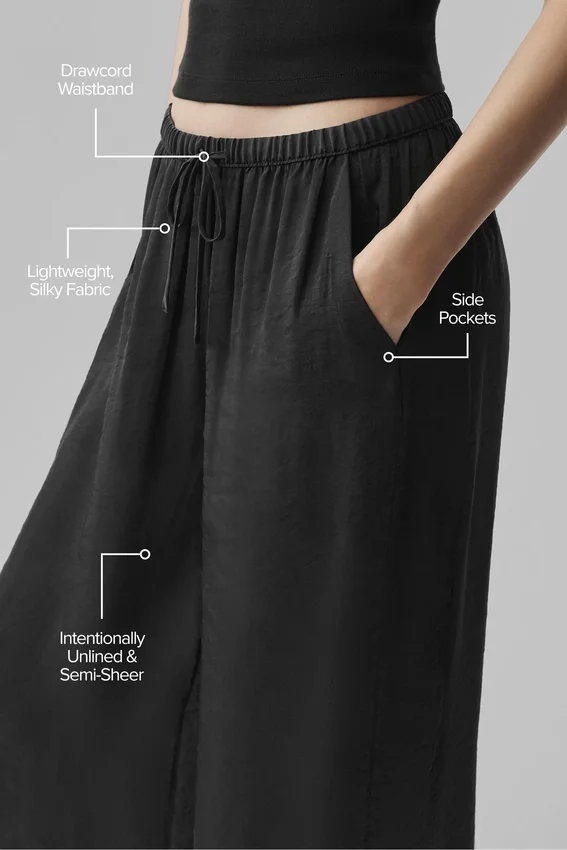 High-Waist Straight Leg Pant «Golden Hour», semitransparente — Negro