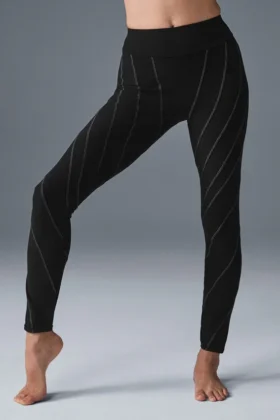 High-Waist Sunray Leggings de Alosoft - Negro/Blanco