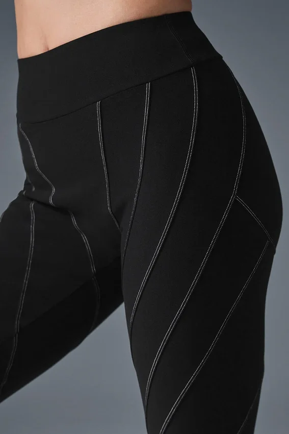 High-Waist Sunray Leggings de Alosoft - Negro/Blanco