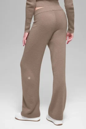 High-Waist Wool Cashmere Wide Leg Pant – Chai Latte