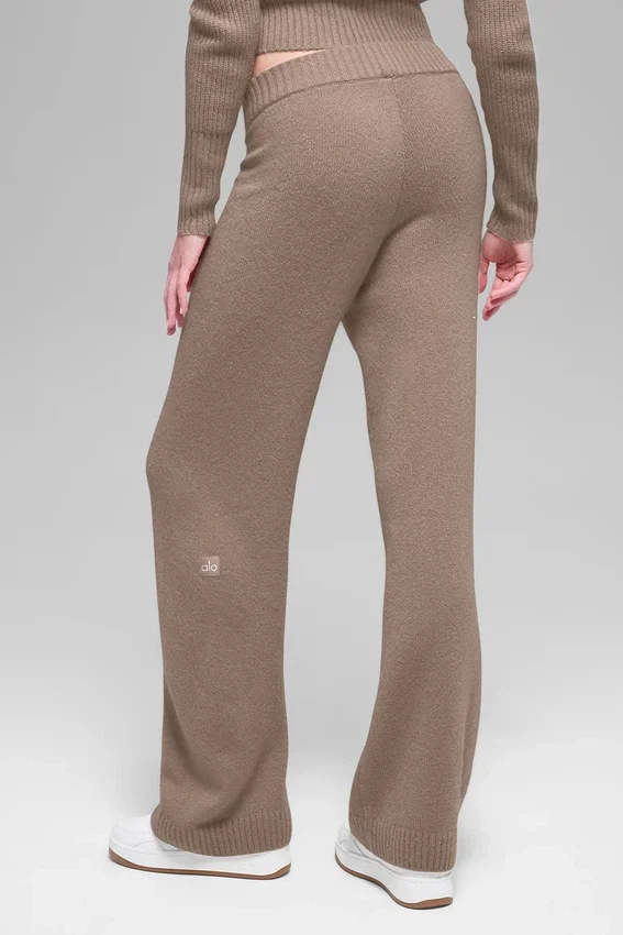 High-Waist Wool Cashmere Wide Leg Pant - Chai Latte