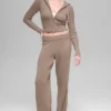 High-Waist Wool Cashmere Wide Leg Pant - Chai Latte