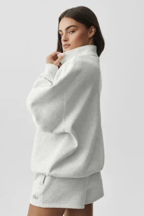 Jersey Accolade con cremallera de 1/4 – Blanco jaspeado