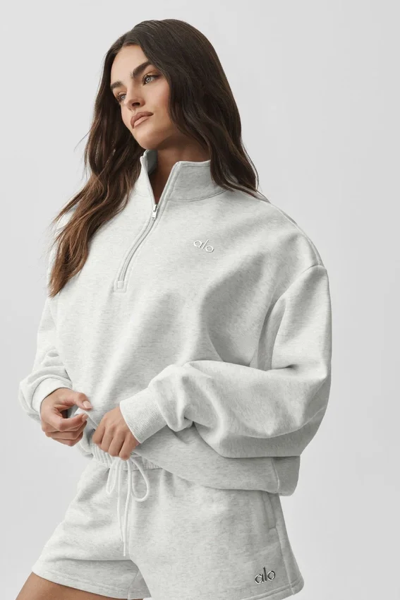 Jersey Accolade con cremallera de 1/4 - Blanco jaspeado
