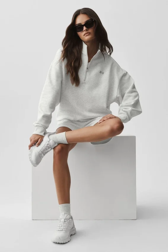 Jersey Accolade con cremallera de 1/4 - Blanco jaspeado