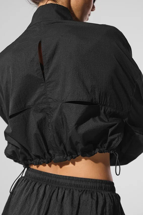 Jersey corto «Aerial» con cremallera de 1/4 - Negro