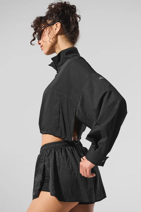 Jersey corto «Aerial» con cremallera de 1/4 - Negro