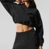 Jersey corto Alumni con cremallera de 1/4 - Negro