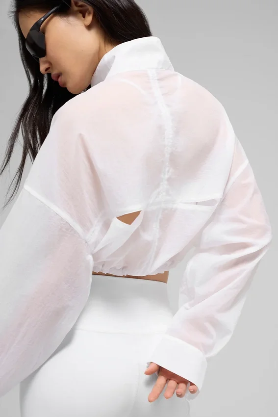 Jersey corto con cremallera de 1/4 «Aerial» - Blanco