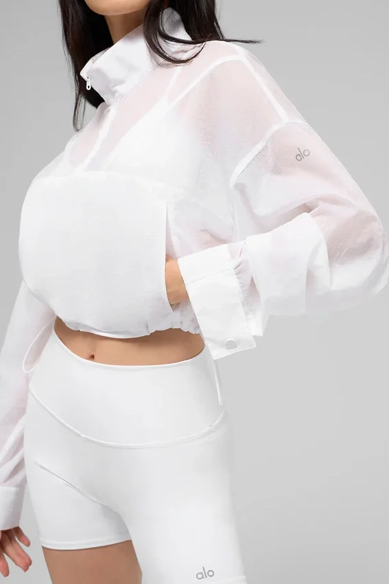 Jersey corto con cremallera de 1/4 «Aerial» - Blanco