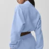 Jersey corto con cremallera de un cuarto para antiguos alumnos - Azul Provenza claro