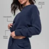 Jersey corto de cuello redondo «New Class» de lana y cachemira - Azul marino