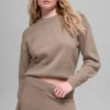 Jersey corto de cuello redondo «New Class» de lana y cachemira - Chai Latte