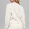 Jersey corto de cuello redondo «New Class» de lana y cachemira - Marfil