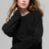 Jersey corto de cuello redondo «New Class» de lana y cachemira — Negro