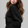 Jersey corto de cuello redondo «New Class» de lana y cachemira — Negro