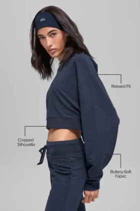 Jersey corto de cuello redondo «Sway» – Azul marino