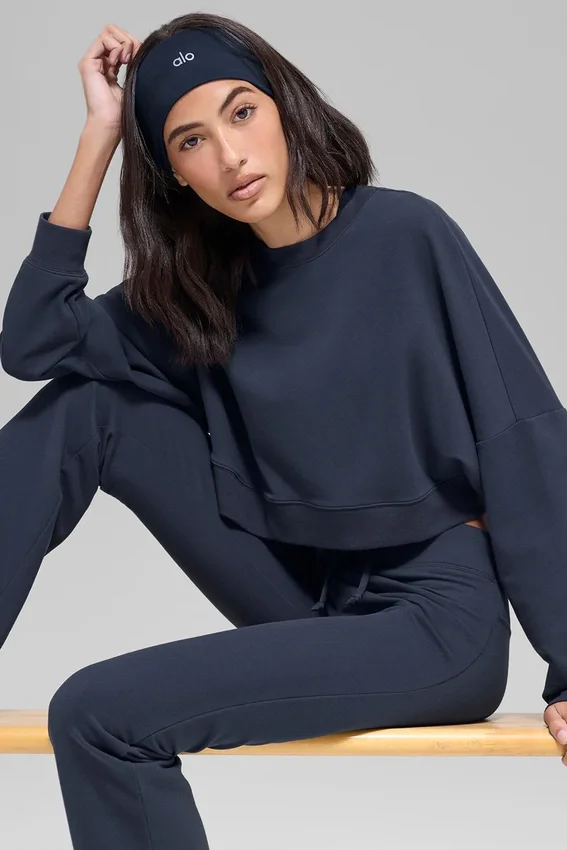 Jersey corto de cuello redondo «Sway» - Azul marino