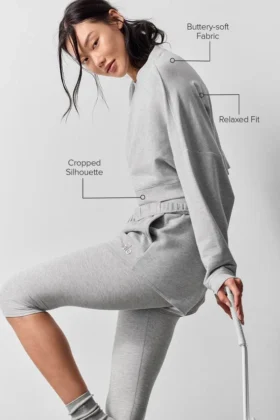 Jersey corto de cuello redondo «Sway» – Gris jaspeado deportivo