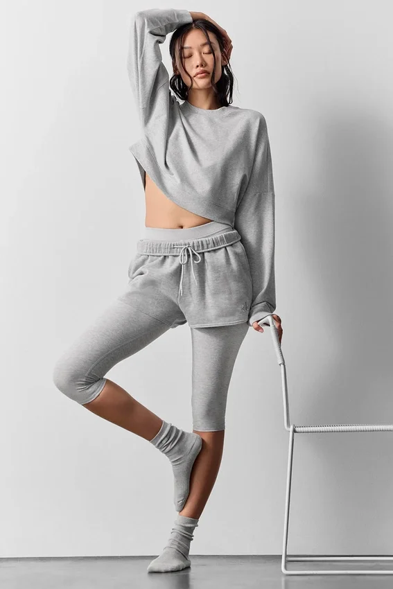 Jersey corto de cuello redondo «Sway» - Gris jaspeado deportivo
