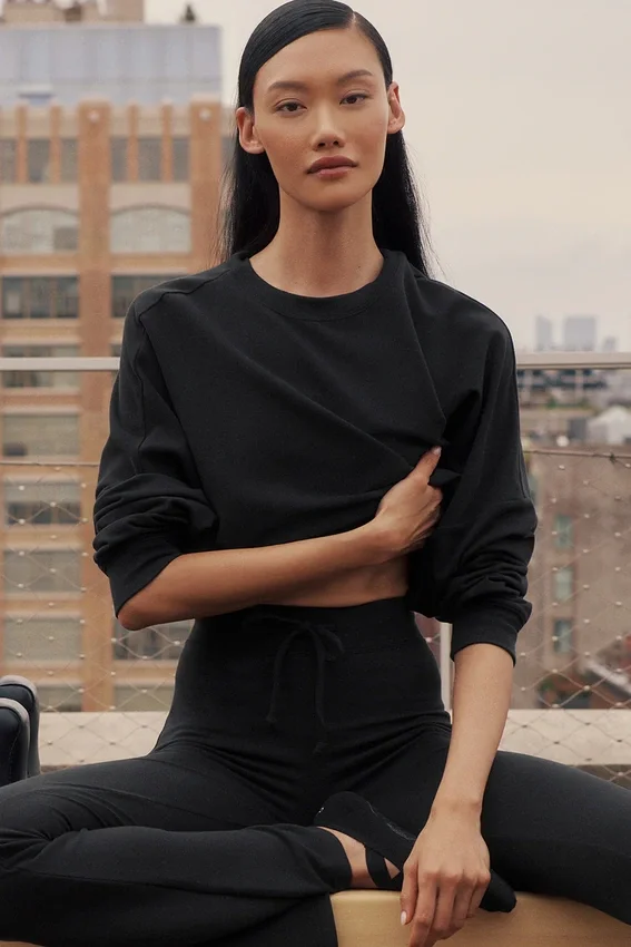 Jersey corto de cuello redondo «Sway» - Negro
